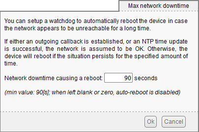 The network watchdog configuration panel